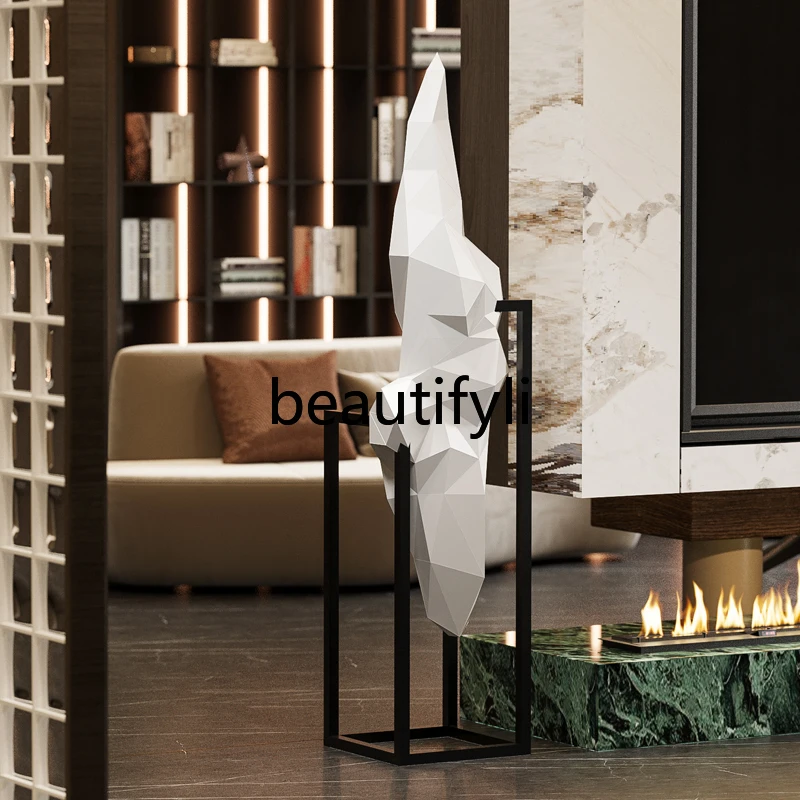 الألياف الزجاجية هندسية الطابق زخرفة مبيعات مكتب الديكور الناعم النحت الكبير فن التركيب الدرج الدوار #5