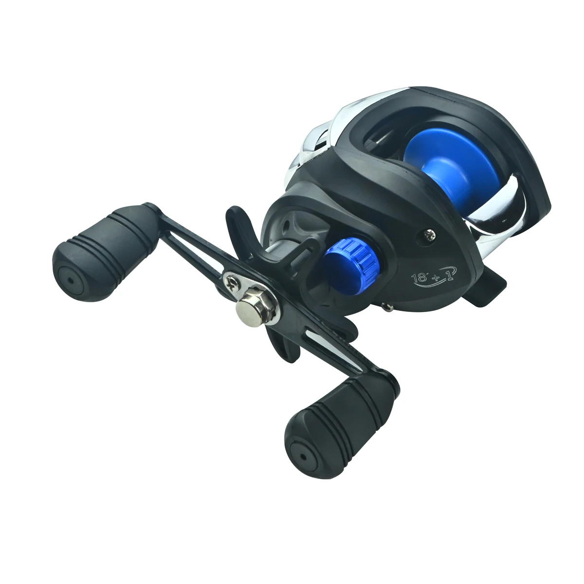 Baitcasting-Rolle, Übersetzungsverhältnis 7,2:1, maximale Bremskraft 18 LB, flache Spule, für Süßwasser- und Salzwasser-Angelrollen, Karpfenangeln. – Detail 13