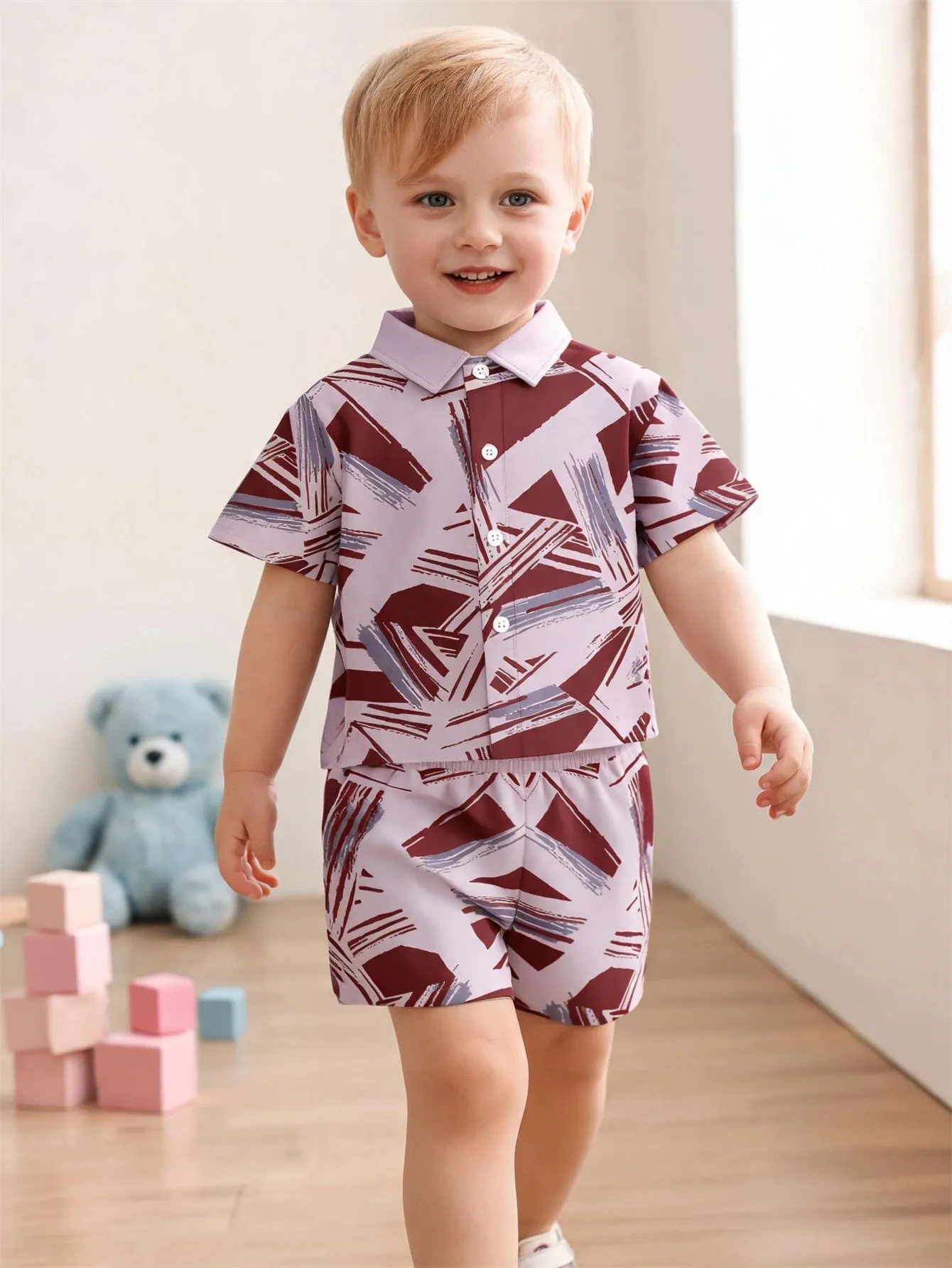 Baby boy shirt short sleeved shorts set summer style breathable, sweat absorbing, quick drying fabric comfortable and versatile