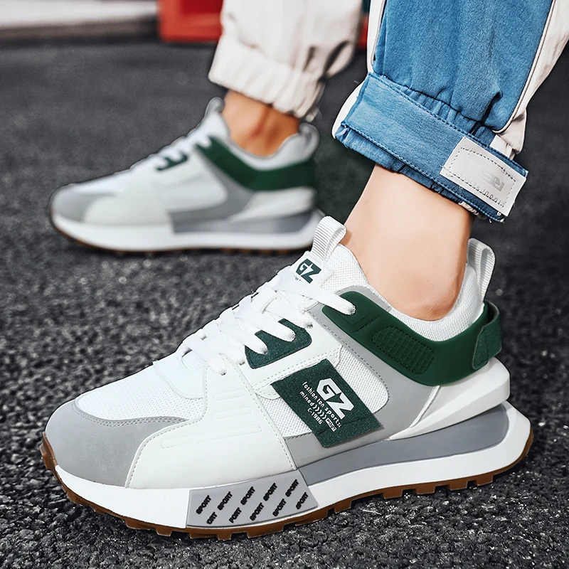 

Мужская обувь, весна 2024, новые молодежные уличные кроссовки, повседневная универсальная дышащая модная обувь с сеткой на толстой подошве