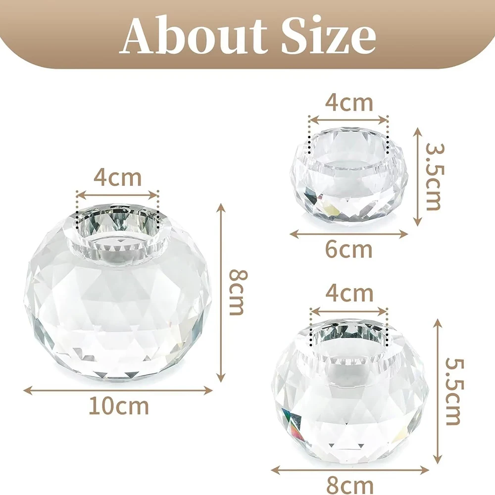 Crystal Diamond Tealight Candle Holder for Wedding Party, Clear Glass Tea Light Candles Holder for Home Room Desk Decor