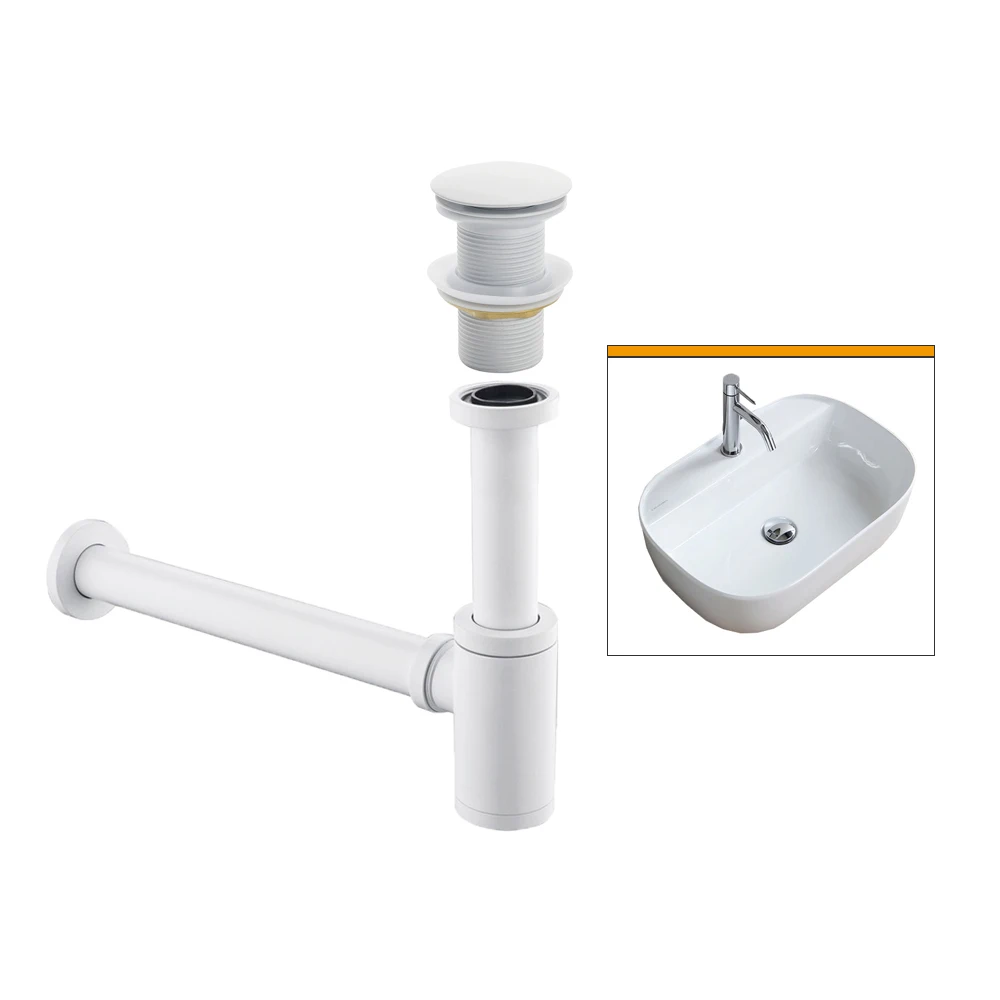 White Bathroom Basin Trap Replacement Sink Siphon Pipe Kits Pop Up Filter Stopper Fittings Toilet Washbasin Deodorization Drain