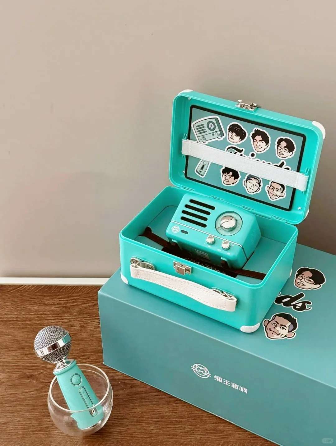 MUZEN Little Prince OTR Speaker Friends Karaoke Edition With Mic FM Radio Tiffany Blue Bluetooth Wireless Music Metal Player