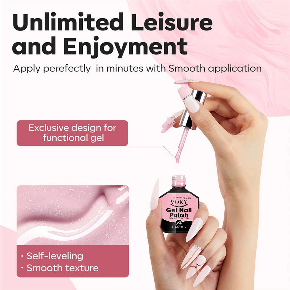 VOKY juego de esmaltes de uñas en Gel, 6 piezas de esmalte de uñas en gel vibrante, de larga duración, sin alcohol, para la elegancia diaria y emocional