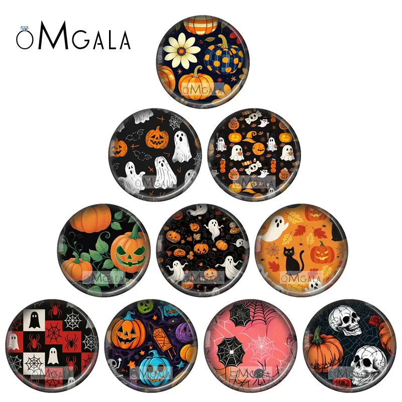 Halloween Pumpkin Background 12mm/16mm/18mm/25mm Round photo glass cabochon demo flat back Making findings