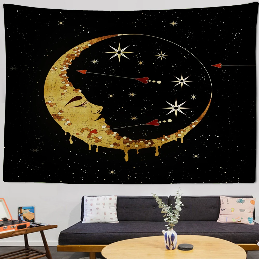 Mandala Moon Love Cupid Tapestry Tarot Card Wall Hanging Hippie Wall Carpet Decoration Dormitory Bedspread Blanket Background