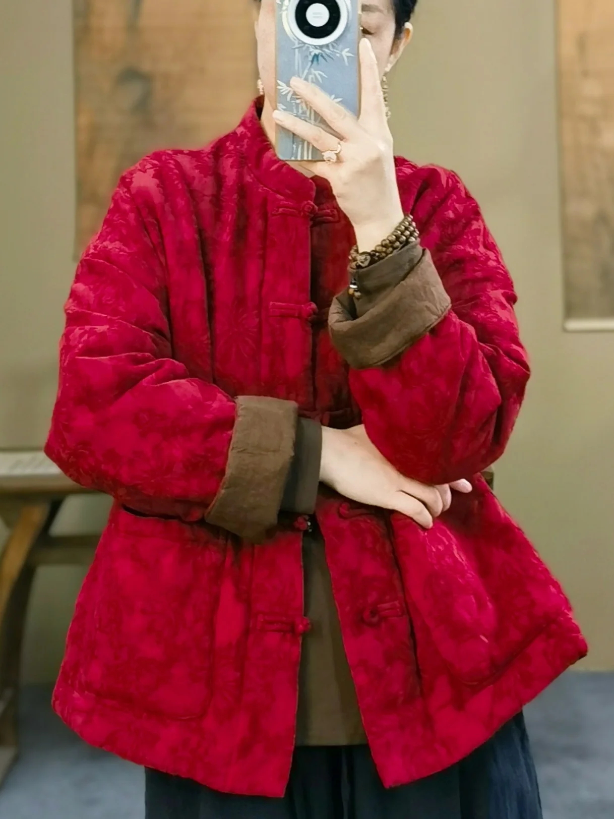 thiened-coton-jaet-femmes-traditionnel-chinois-sle-vetements-d'hiver-decontracte-lin-tissage-fleur-chaud-col-montant-manteau