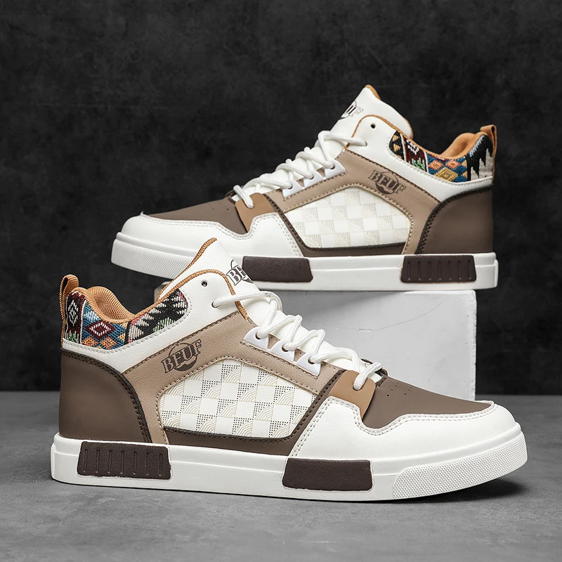 High-Top Men's Shoes, New Autumn and Winter Models, Youth Casual Sports Thick-Soled Versatile Sneakers, Work Soft-Soled Trendy Shoes