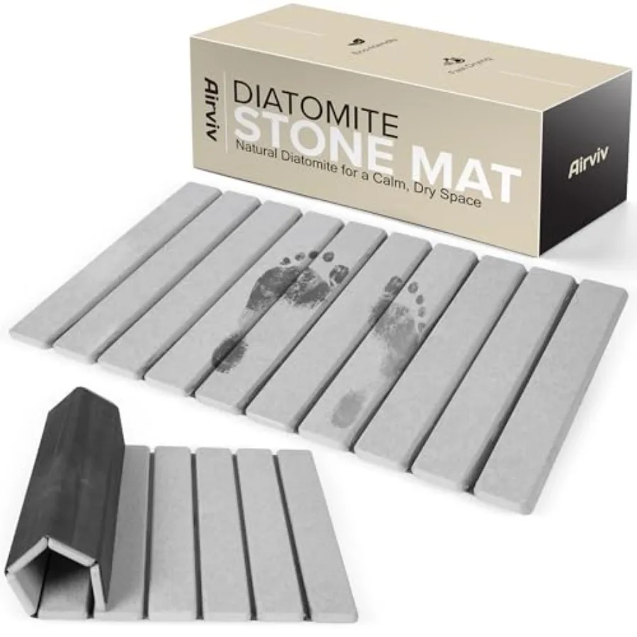 

Foldable Stone Bath Mat 23.6" x 15.4" Diatomaceous Earth Bath Mat with Anti-Slip Rubber Backing Absorbent Bathroom Mat Non Slip