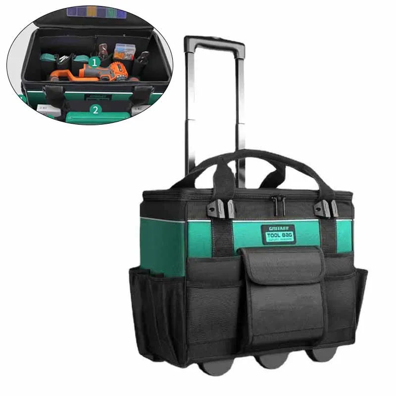 Multifunction Pull Rod Wheel Tool Storage Bags Electrician Professional Hardware Organize Accessory Portable Tools Packaging Bag