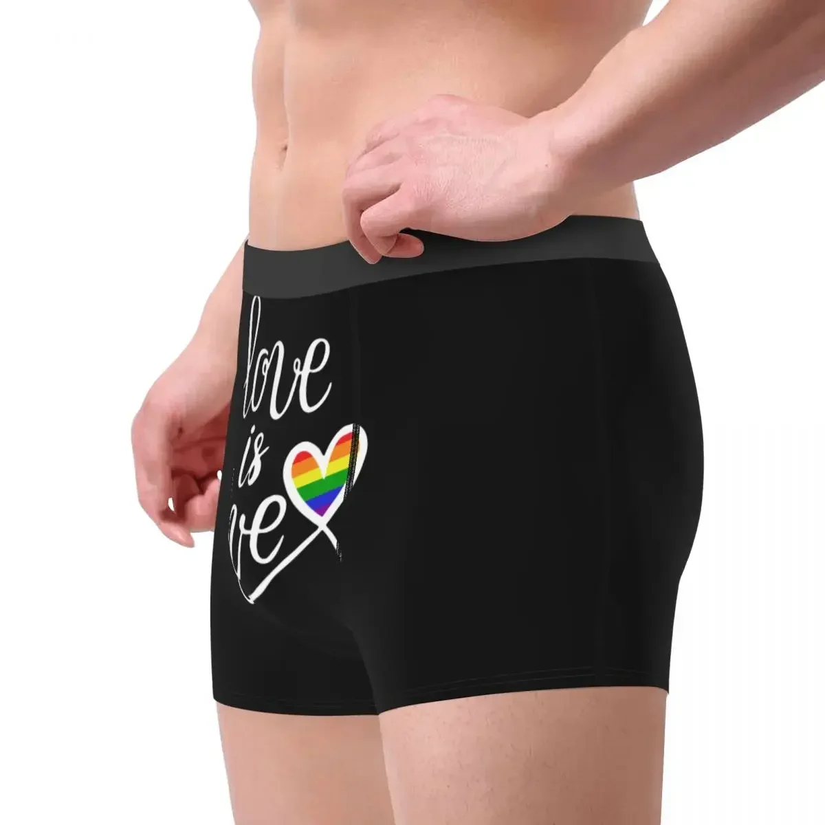 Boxer Shorts Panties Men's LGBT Love Is Love Underwear Gay Pride Bisexual Lesbian Queer Asexual Breathable Underpants for Homme