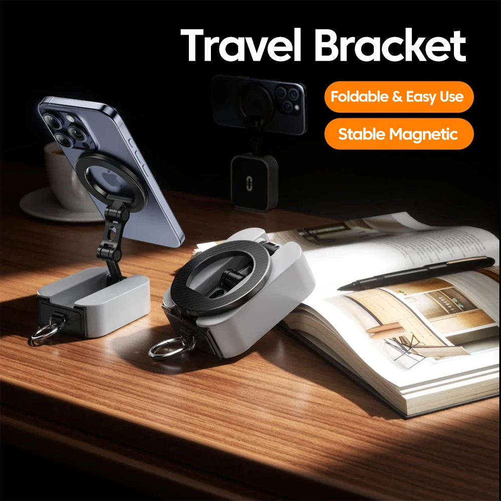 

Dual-Magnetic Foldable Phone Stand in Airplane High Speed Rail Portable Lazy Phone Ipad Travel Bracket For Iphone 17 16 Samsung