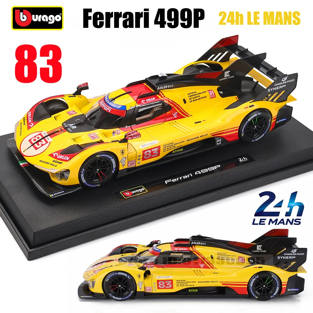 Bburago 1:18 Ferrari 499 P LMH 2024 Auto Model Jongen Grote Speelgoed Statische Gegoten Voertuigen Collectible Model Auto Speelgoed