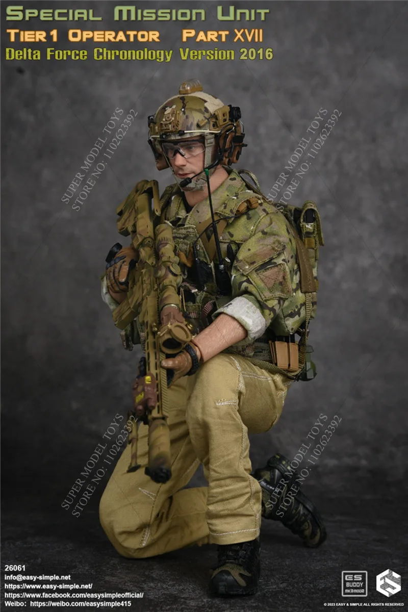 Easy & Simple-figura de acción de soldado masculino a escala 1/6, juego completo de las Fuerzas Especiales Delta, ES 26061, colección de regalos, 12 pulgadas