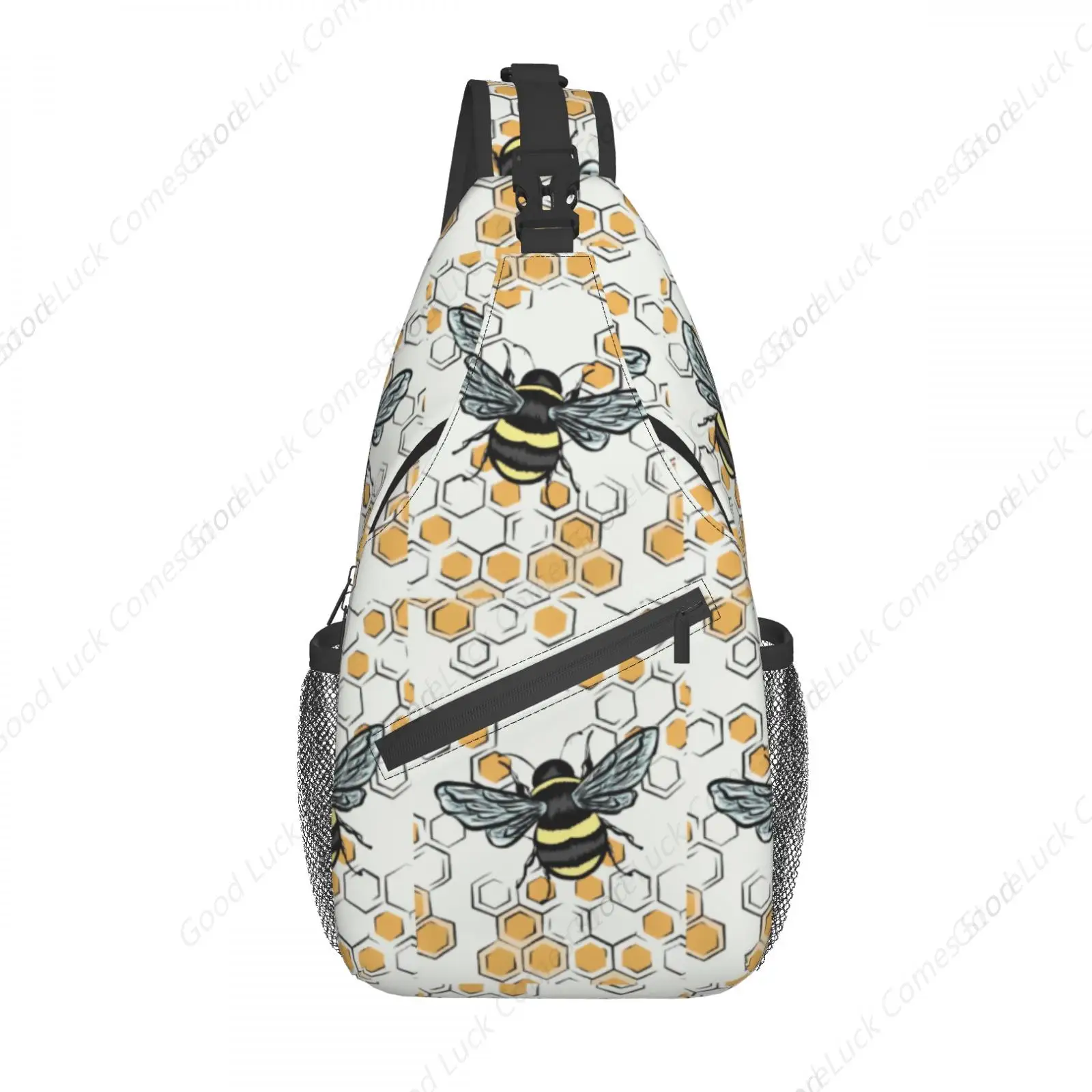 

Bee and Honeycomb Crossbody Bags Trendy Sling Backpack Chest Shoulder Bag Gym Cycling Travel Hiking