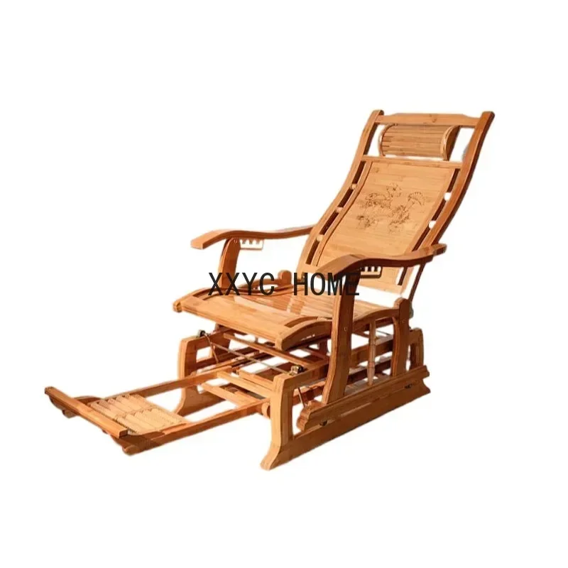 Sillón mecedora de bambú natural para adultos, muebles de sala de estar interior, sillón reclinable moderno