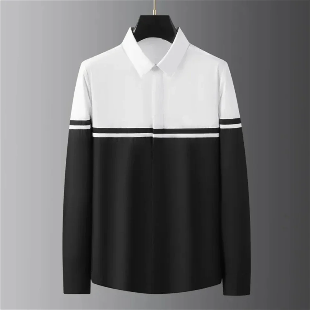 Luxury basic shirt men's long sleeved casual shirt solid color fashion street high-end plus size men's XS-6XL fast shipping