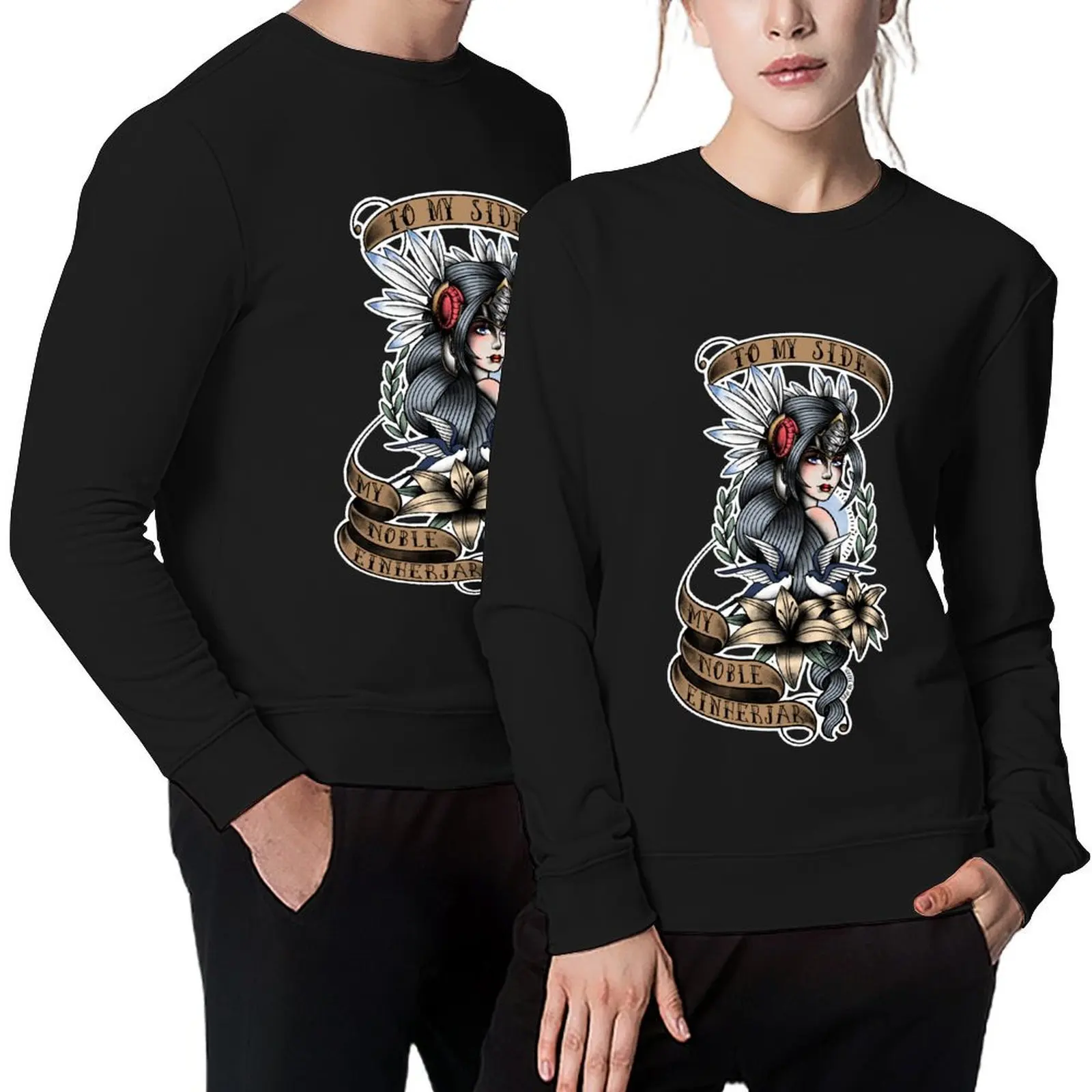 

To My Side, My Noble Einherjar - Lenneth from Valkyrie Profile in American Traditional Tattoo Portrait Style Pullover