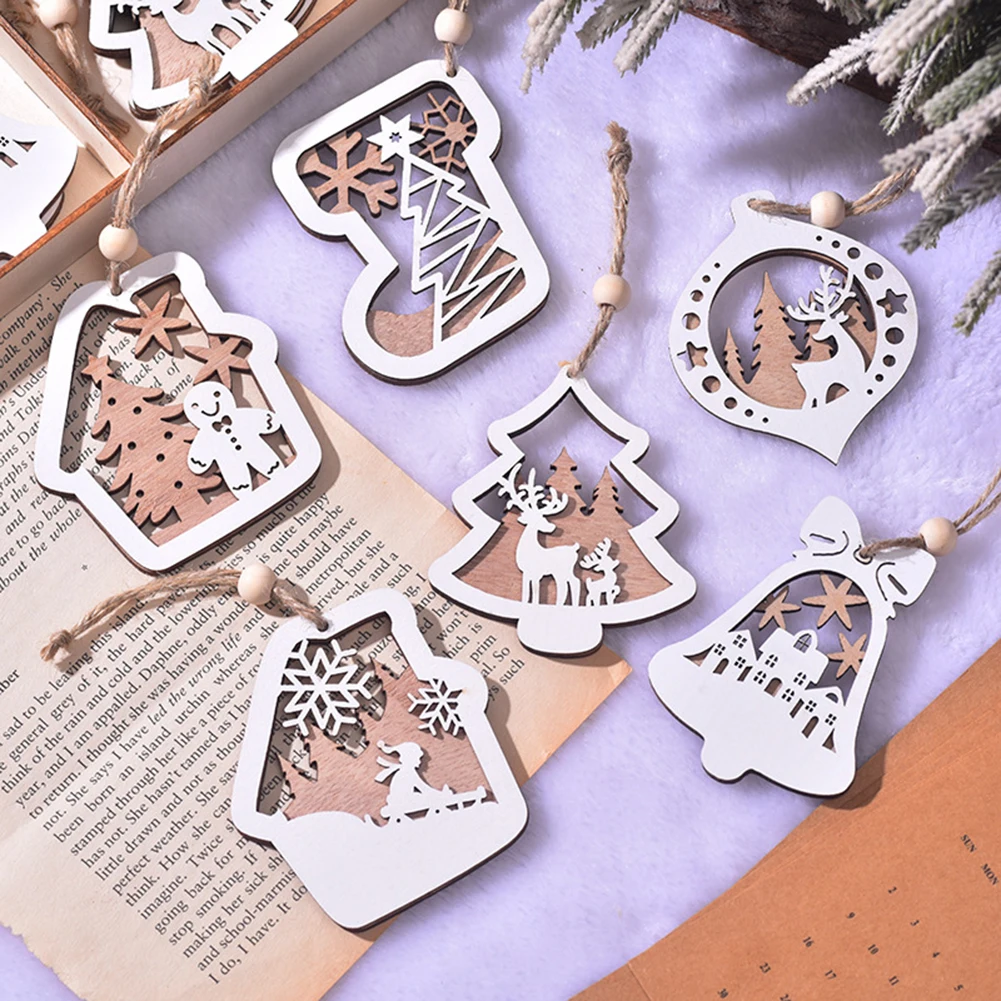 

Double-layer Wooden Ornaments Christmas Tree Ornaments Christmas Decoration Pre-drilled With Small Holes For Christmas Tree