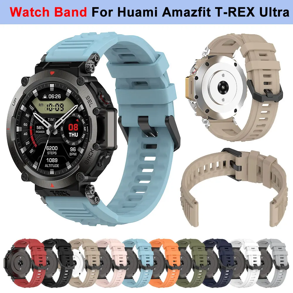 Pulseira de Silicone Original para Huami Amazfit T-REX Ultra, Acessórios Inteligentes, Substituição de Pulseira, Correia