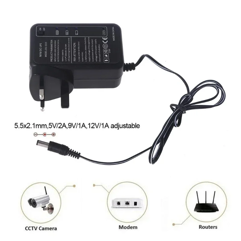 Mini Dc Ups portátil de 5V, 9V, 12V, 1A, 5000mAh, 4000mah, para módem, cámara CCTV, enrutador Wi-Fi, amplificador de Panel de tira LED, UE/EE. UU.