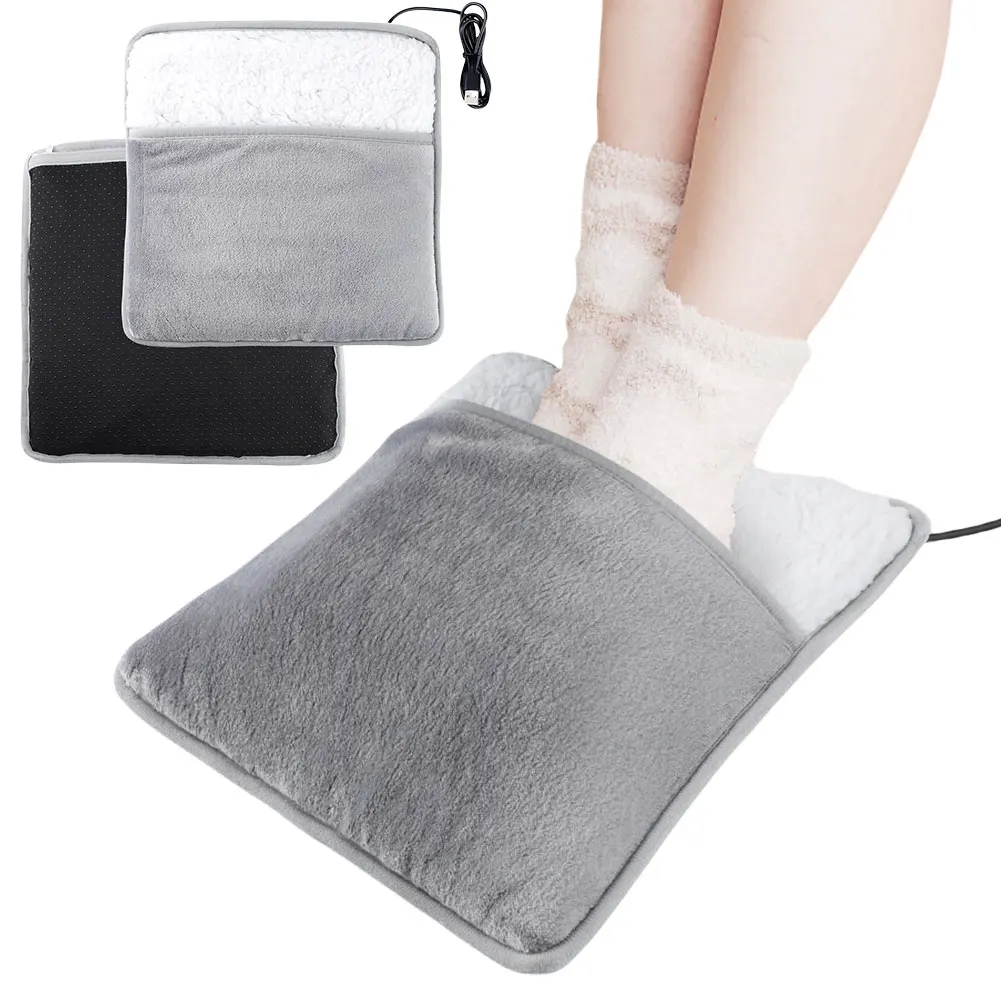 

Winter USB Charging Electric Foot Heating Pad Soft Plush Washable Household Foot Warmer Office Heater Foot Warming Mat Xmas Gift