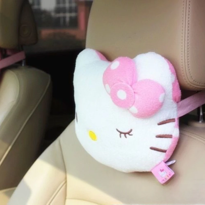 New Cute Hello Kitty Cartoon Car Neck Pillow Car Headrest Pillow Seat Pillow Cute Car Accessories Interior Woman