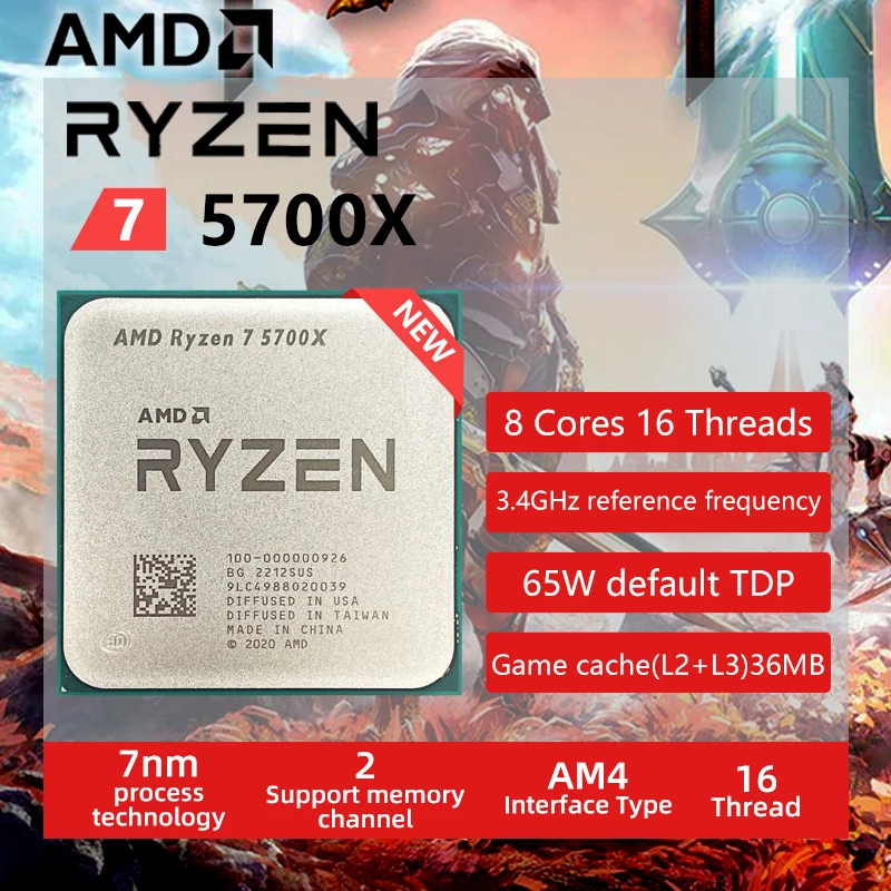 AMD Ryzen 7 5700X R7 5700X 3.4 GHz Eight-Core Sixteen-Thread CPU Processor 7NM L3=32M 100-000000926 Socket AM4