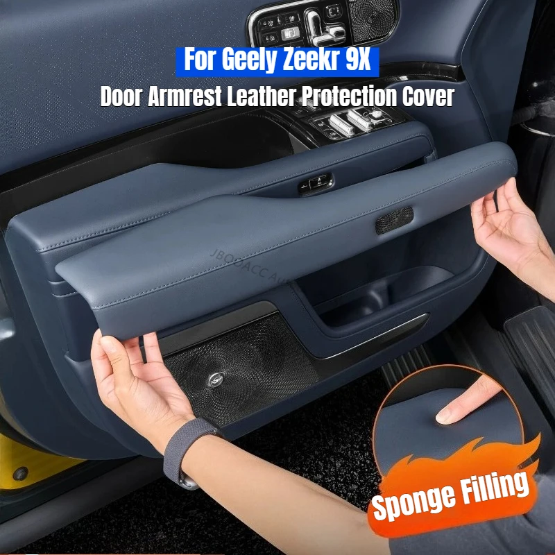 

For Zeekr 9X 8Pcs Door Armrest Leather Protection Cover Anti-scratch Vehicle Door Handle Protector Full Wrap Pad Interior Decor