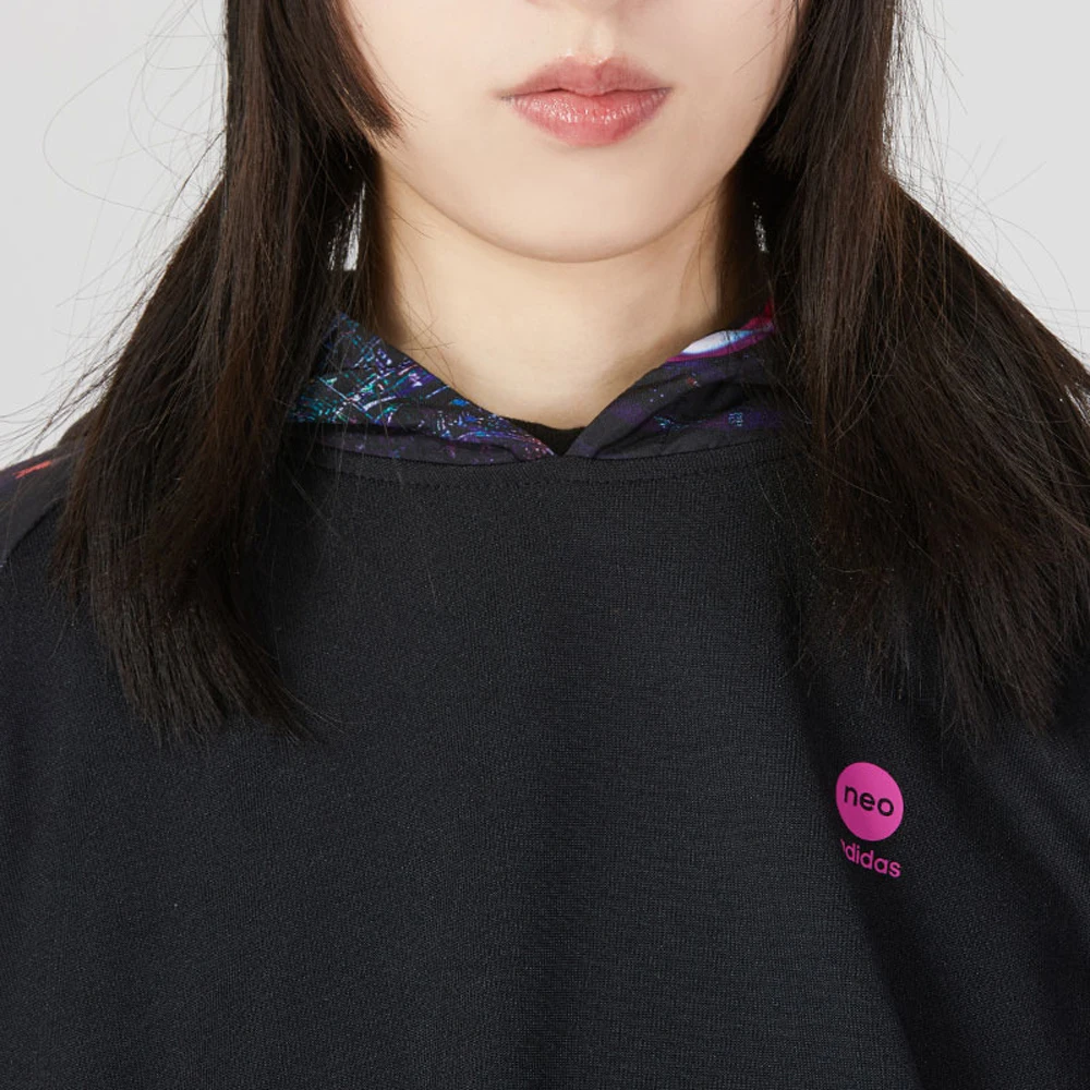 Adidas Originals Line Stylish Black Hooded Sweatshirt Unique Panel Design Short Length For Daily Trendy Outfits