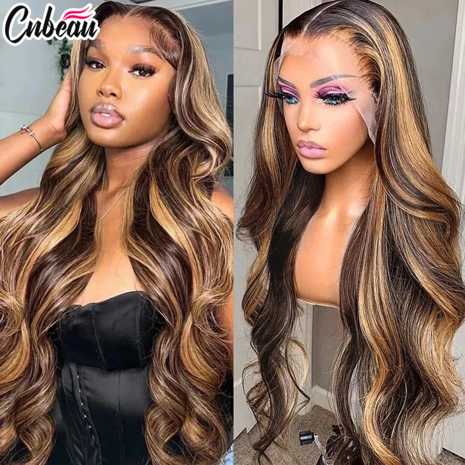 

Highlight 100% Human Hair 13x6 13x4 Hd Lace Frontal Wig Honey Blonde Lace Front Wigs Human Hair Body Wave 4x4 Closure Wig