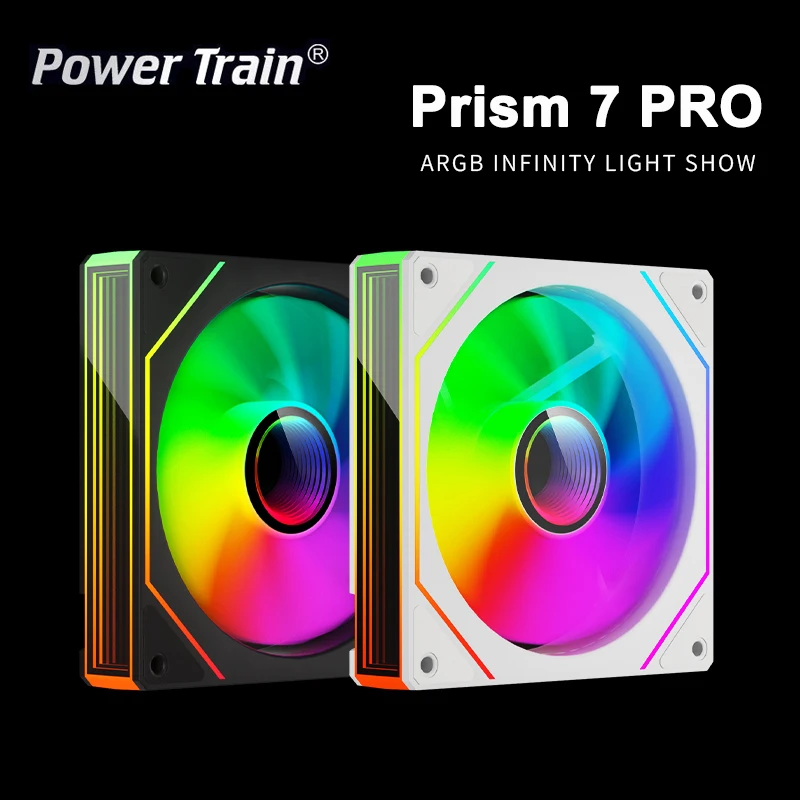 Power Train PRISM 7 PRO Computer Case Fan 120mm ARGB Chassis Fan 12V 4Pin PWM Large Air Volume Reverse CPU Cooling Fan