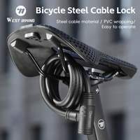 WEST BIKING Bicycle Lock Metal Anti Theft Lock with 2 Keys Bike Security Steel Cable Cycling Bicycle Lock Bike Accessories