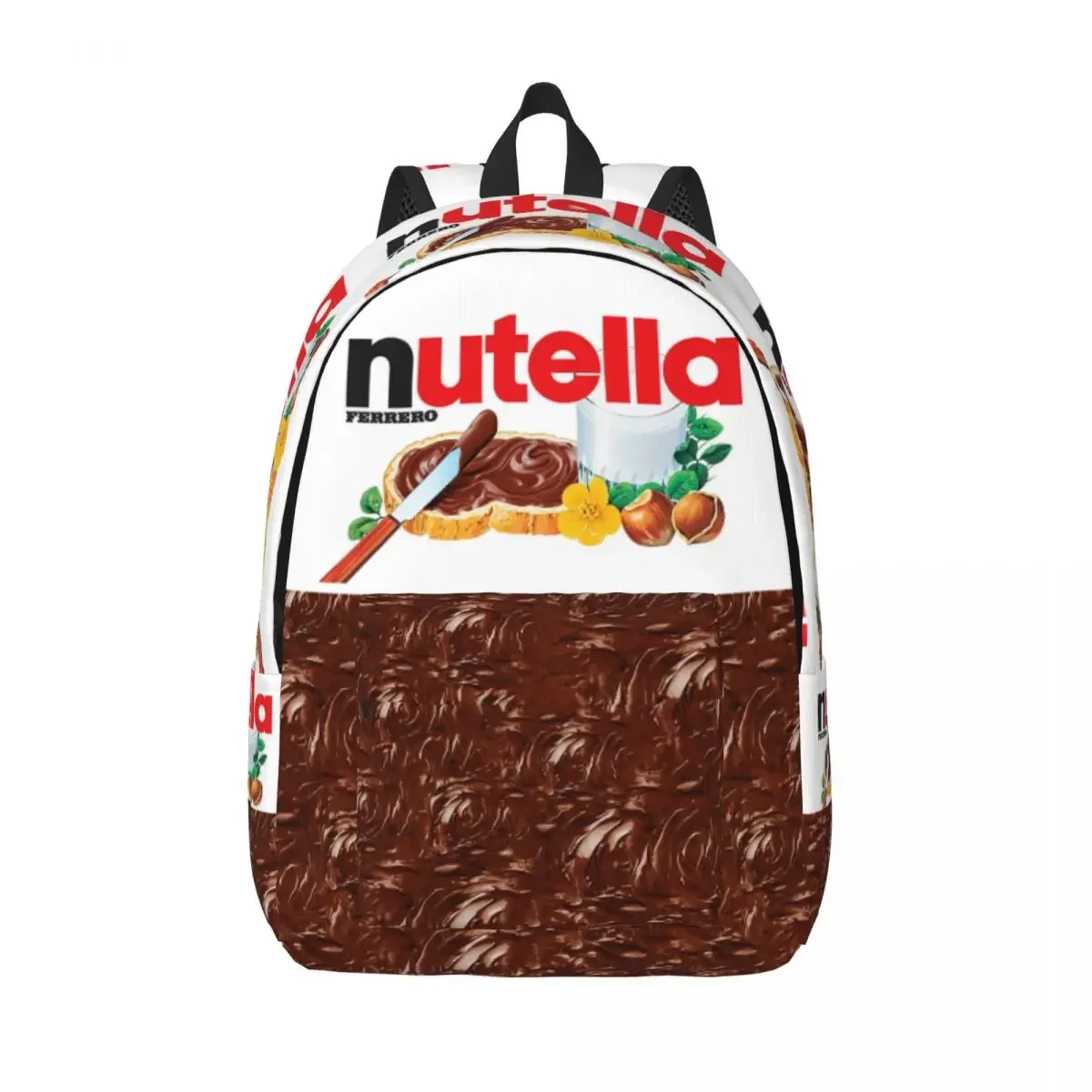 

Custom Chocolates N-Nutellas Travel Canvas Backpack Women Men School Laptop Bookbag Foods College Student Daypack Bags