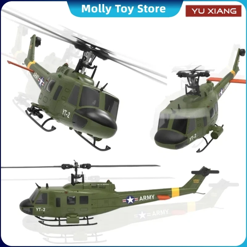 Yuxiang F07 UH1D Huey Rc Helicopter 1/34 6-Channel RTF Dual Brushless Motor With Light Flow Positioning Rc Helicopter Model Toy