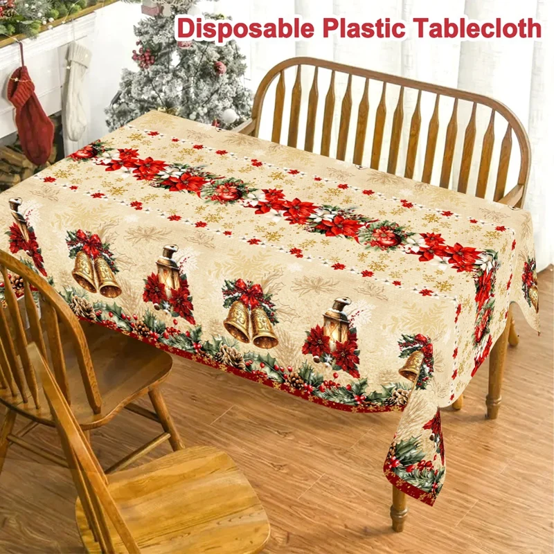 خمر عيد الميلاد مفرش المائدة البونسيتة جرس غطاء المائدة زينة عيد الميلاد للمنزل 2025 نافيداد هدايا غطاء طاولة طعام