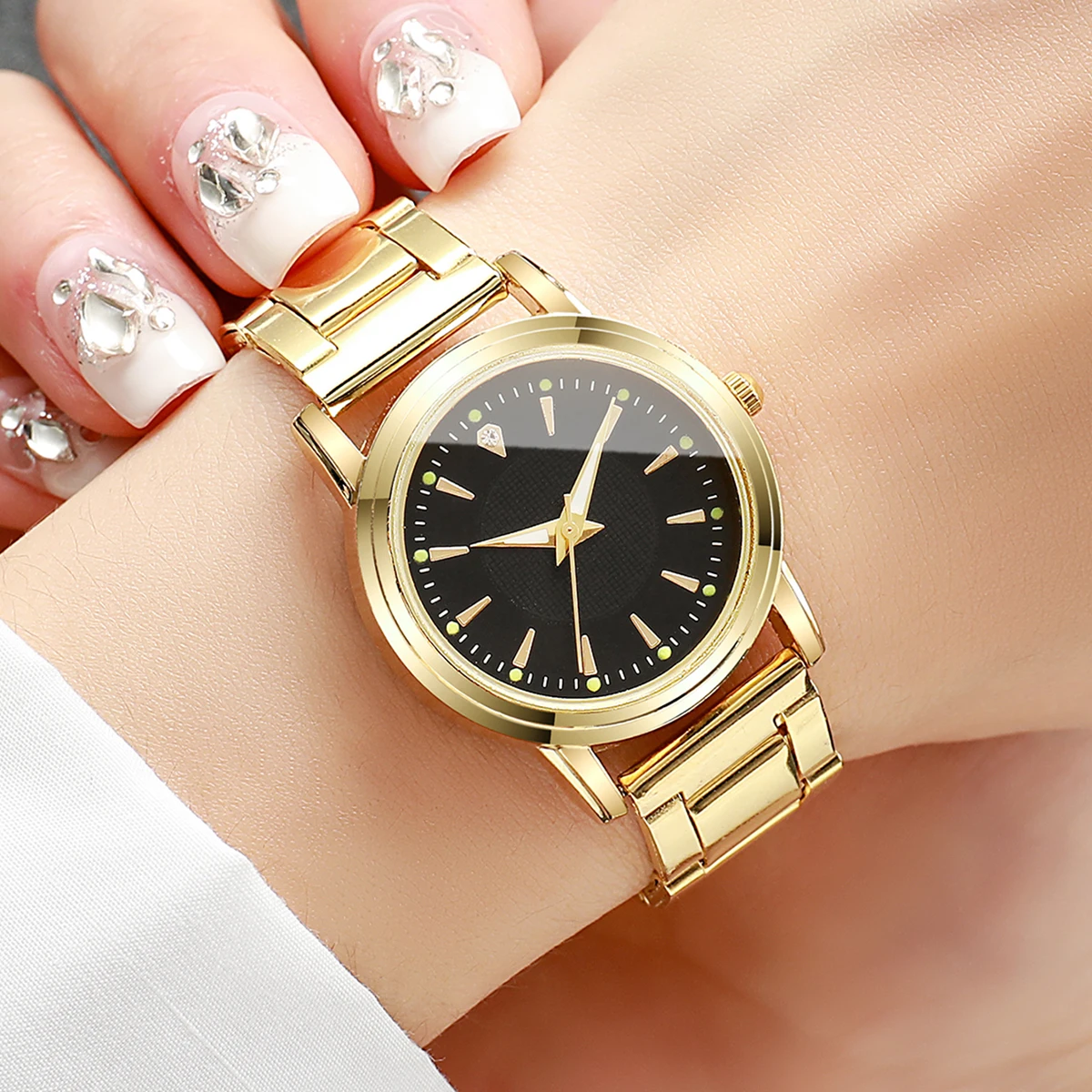Juego de 2 relojes de moda para parejas, reloj de negocios para hombre, relojes de pulsera de cuarzo simples para mujer (sin caja)