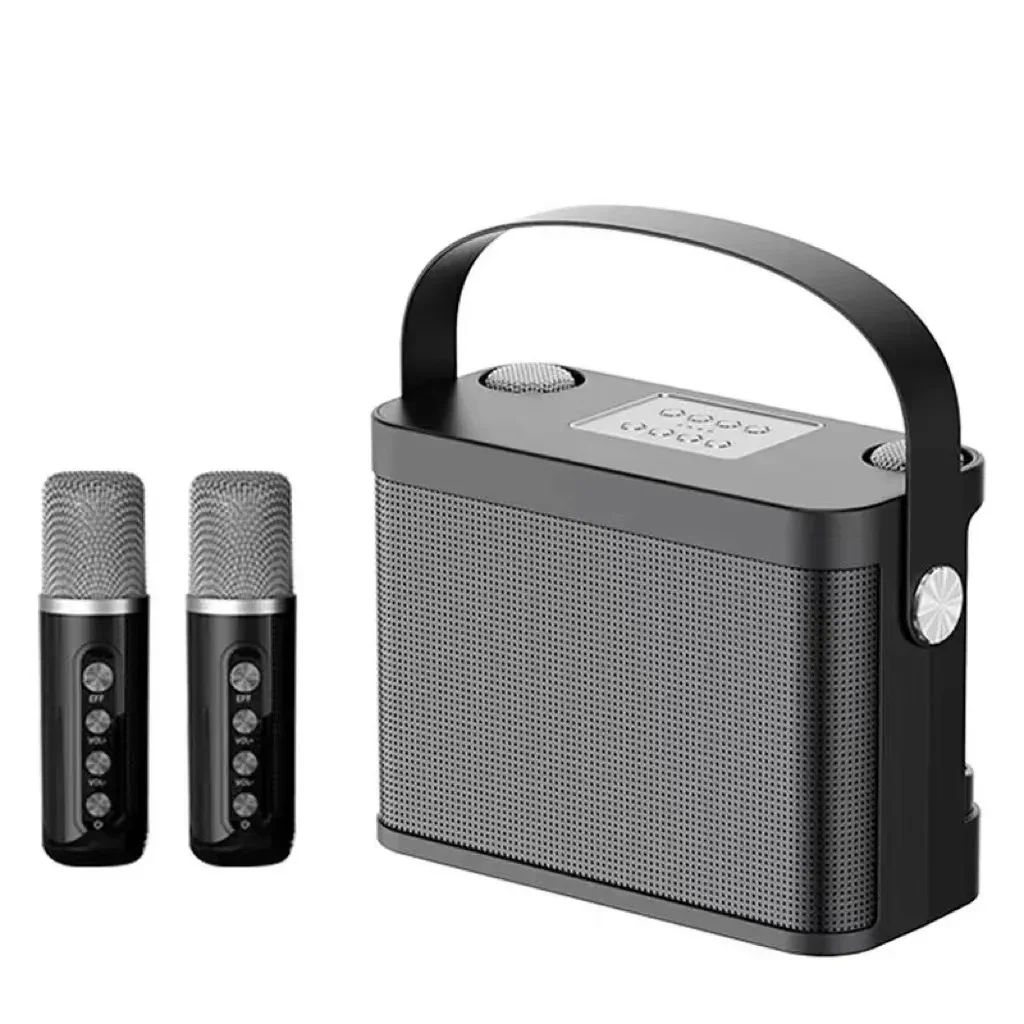 New YS-219 Karaoke Machine Mini Portable Wireless Bluetooth Speaker System With 2 Microphones All-in-One Family Ktv Speakers Set