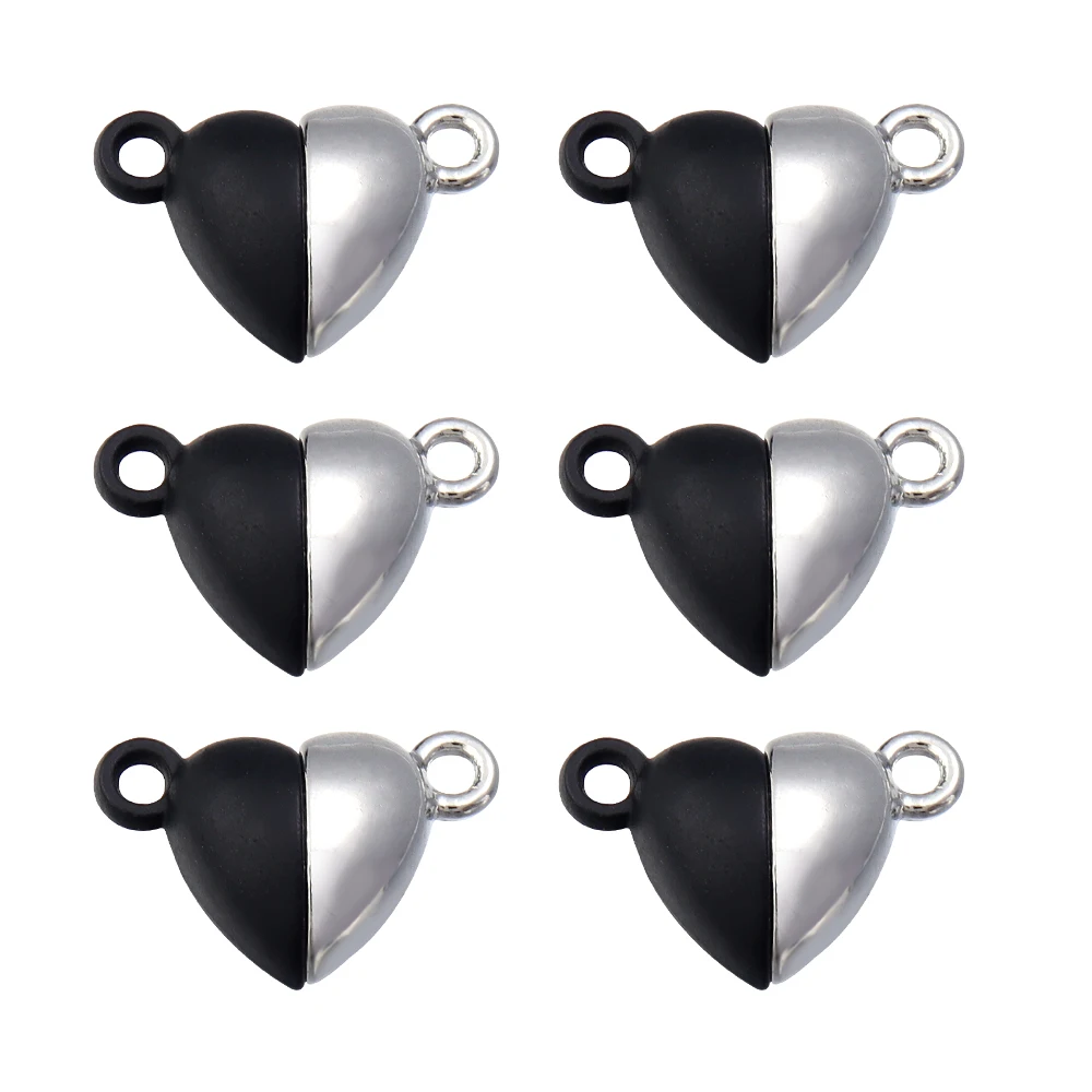 QOWUXHZ 4 Pièces Fermoir Collier Aimanté Argent 925 Coeur Collier