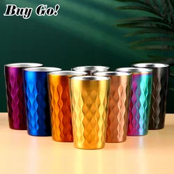 1-8PCS Double-Wall Stainless Steel Coffee Mug 350ml Household Office Water Milk Tea Cup Beer Cup With Holder Kitchen Drinkware