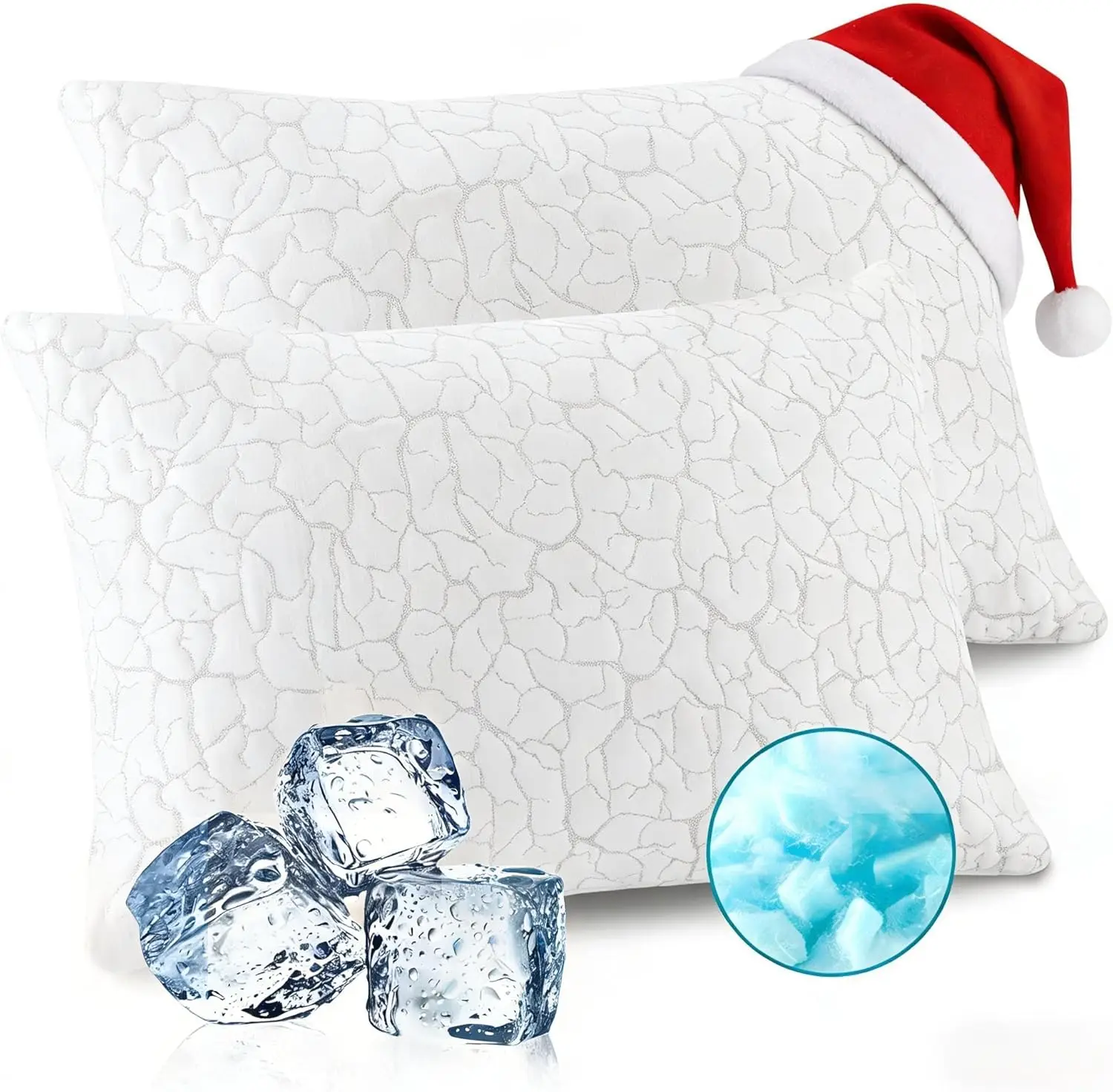 

Регулируемые охлаждающие подушки из пены с эффектом памяти, комплект из 2 штук королевского размера для сна на боковой спине и живота с моющейся крышкой