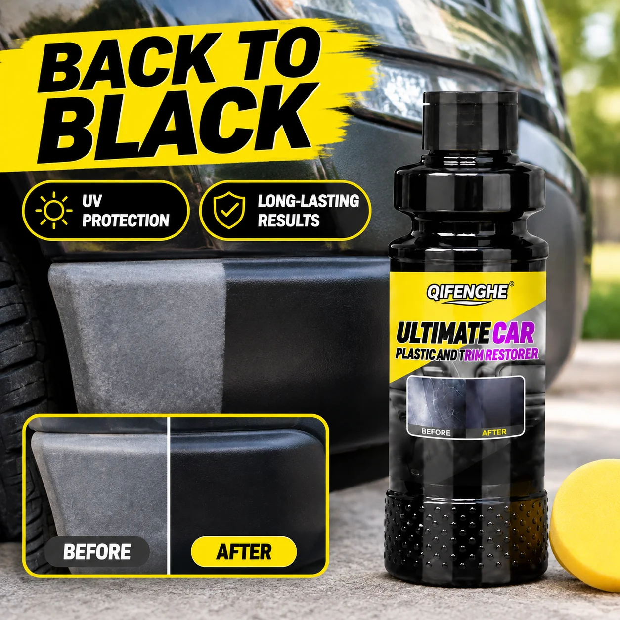Ultimate Car Plastic and Trim Restorer – Back to Black Restores Faded Trim, UV Protection, Long-Lasting Ceramic Coating, Non-Gre