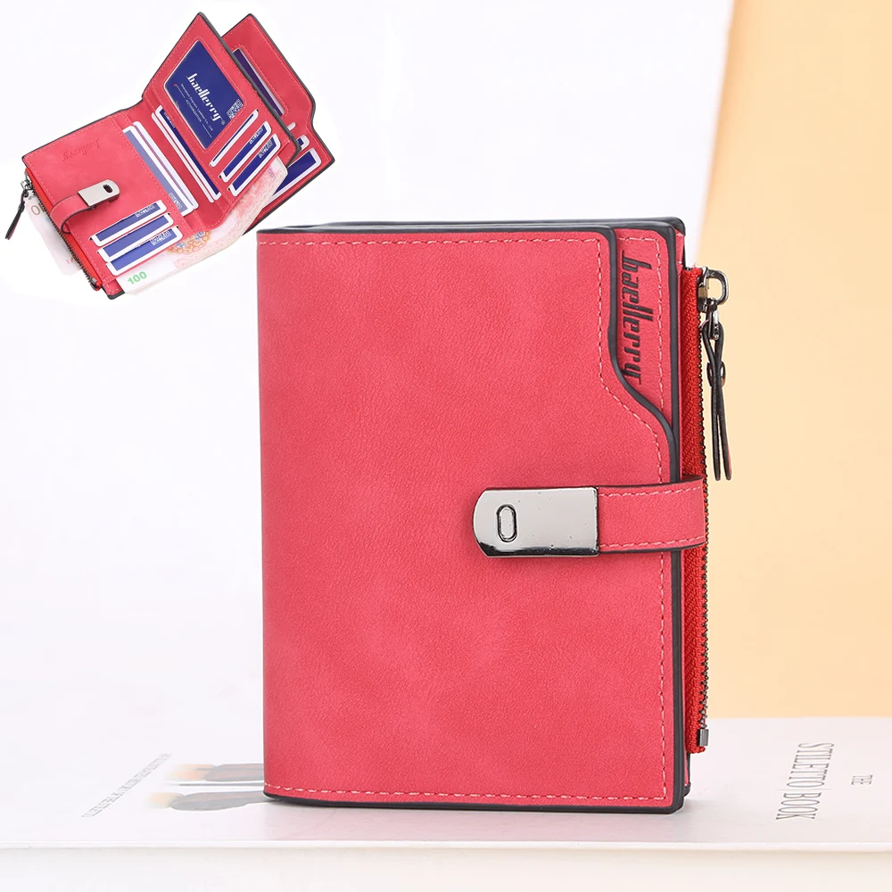 Portefeuille multi-cartes pour femme, porte-cartes à trois volets, poche à monnaie zippée, pochette en cuir PU, sac à main court, sacs d'argent, mode