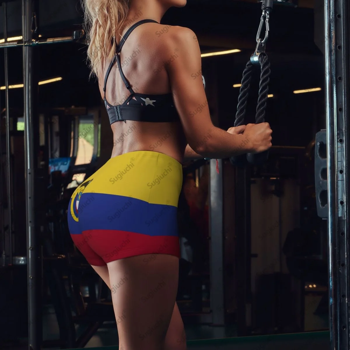 2026 Shorts de ioga com bandeira da Colômbia para mulheres, treino, levantamento de bunda, cintura alta, academia, corrida, calças curtas