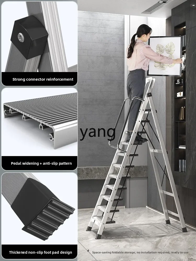 LTT aluminum alloy ladder folding telescopic thickened herringbone ladder household indoor multi-functional stairs