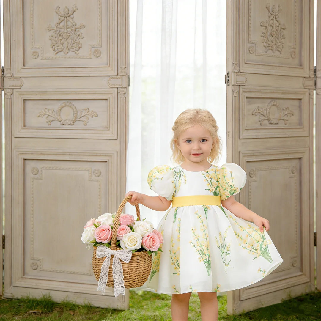 

Lilac purple dress romantic purple dress floral elegant dress suitable for baby girl's birthday party outdoor vacation