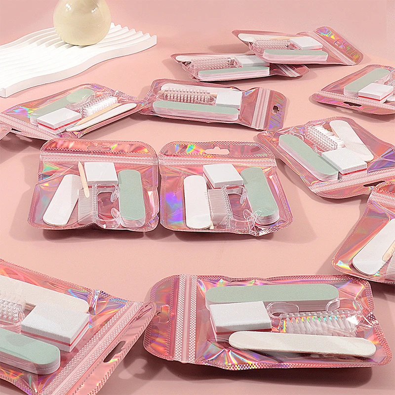 Kit de arte em unhas com lixa de unha, blocos de polimento, escova de poeira e esponja para manicure, conjunto para unhas profissionais e domésticas