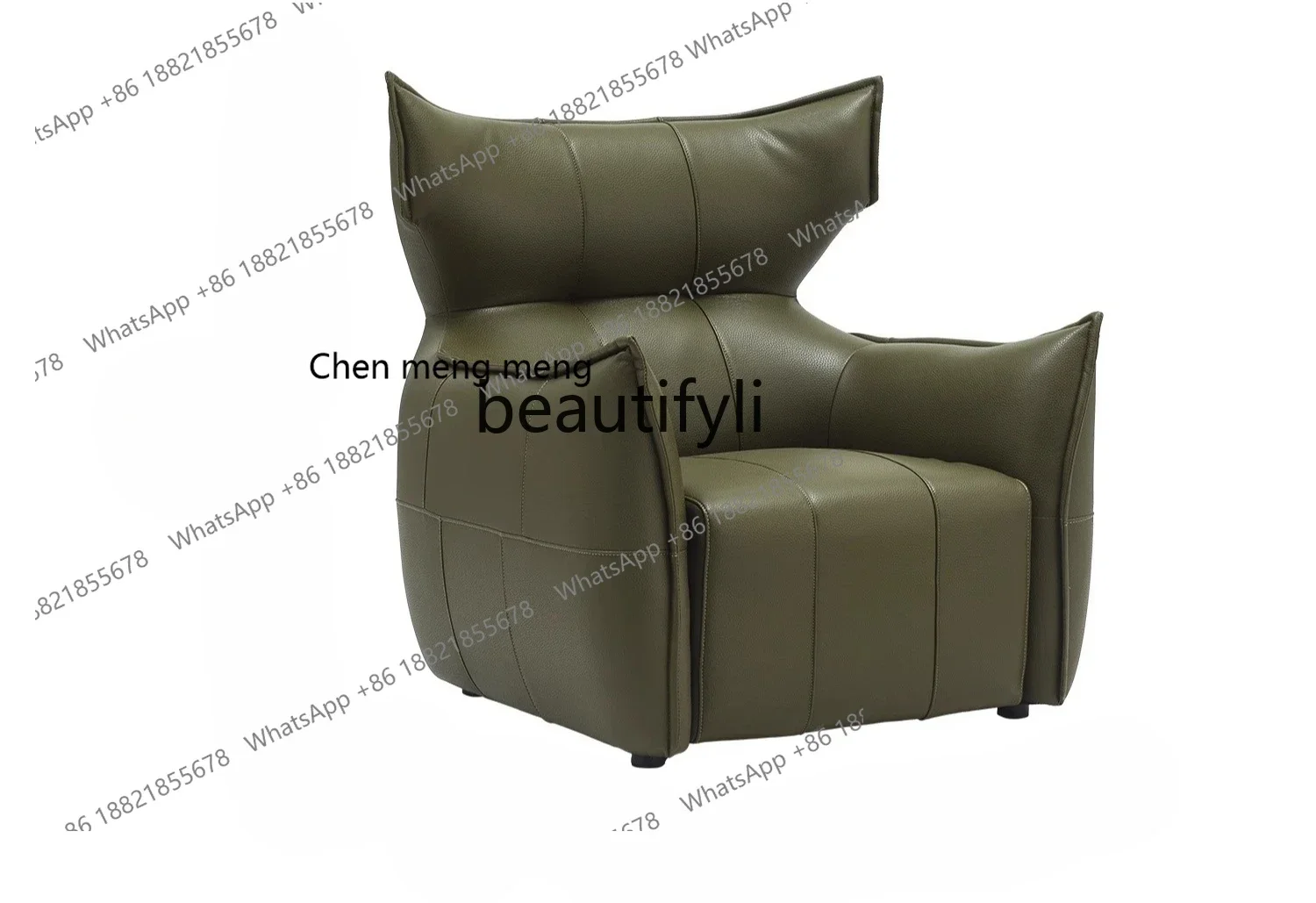 Italian light luxury cowhide single sofa living room balcony leisure chair designer lazy leather sofa