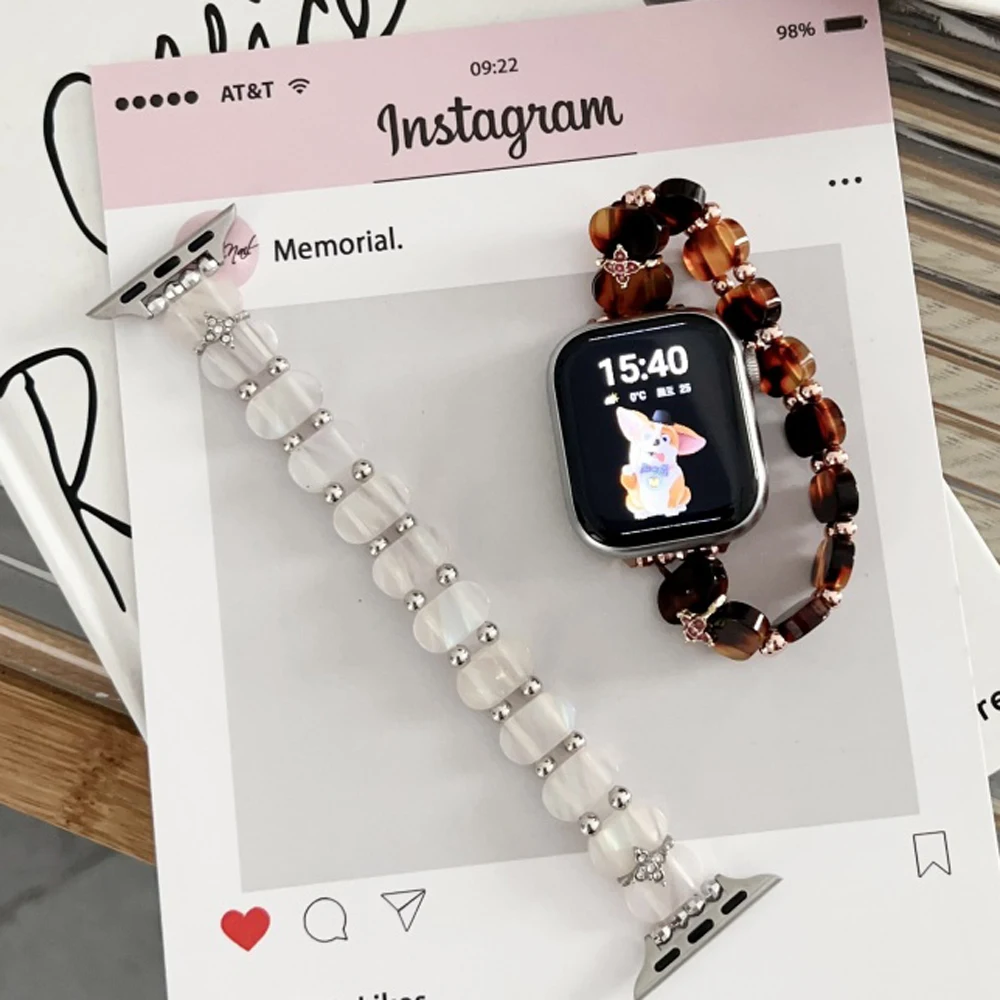 Elastic Resin Resin Strap For Apple Watch Band 10 9 8 7 6/SE/5  Ultra 49mm 44mm 45mm  41mm 42 46mm Slim glacier Link Bracelet