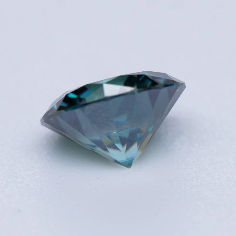 Moissanit-Stein, runder Schliff, Regenbogenblau, DIY-Charms, Schmuckherstellung, Ring, Halskette, Ohrringe, Hauptmaterialien mit Zertifikat – Detail 3